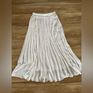 Uniqlo Cream Women's High-waist Chiffon Pleated Midi Skirt, Size S